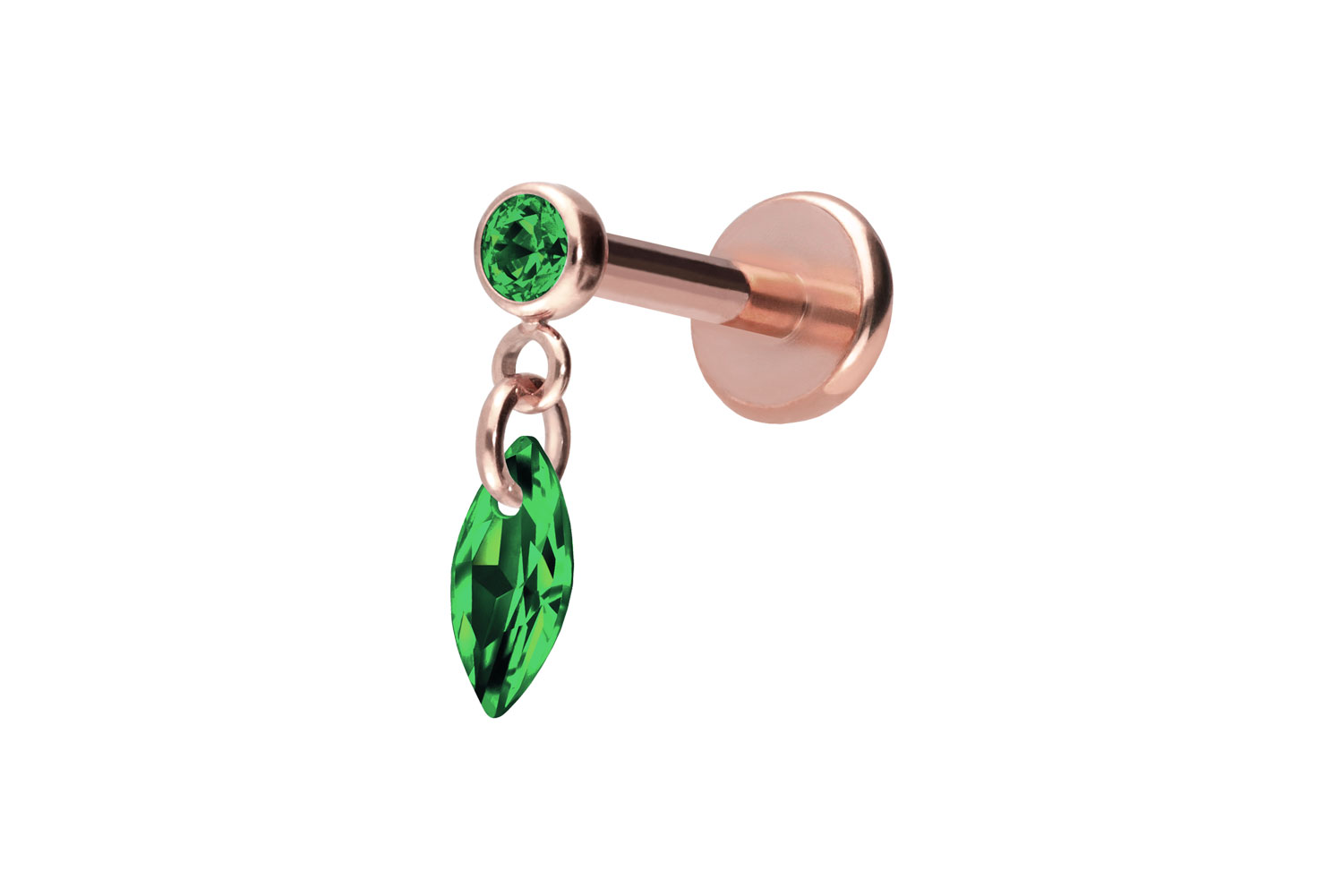 Titan Labret Piercing mit Push Fit KRISTALLOVAL